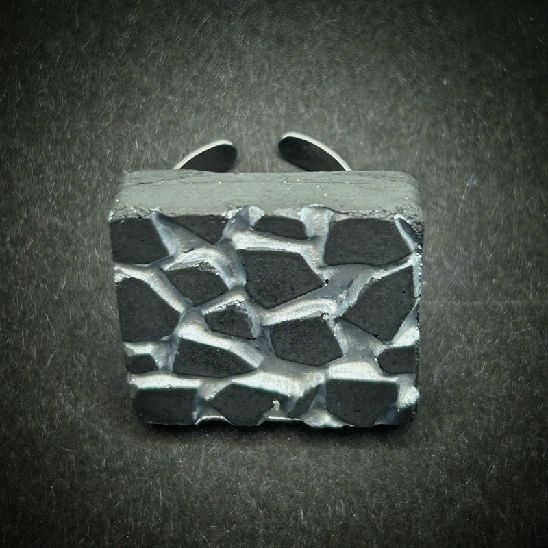 Patti black and silver square ring
