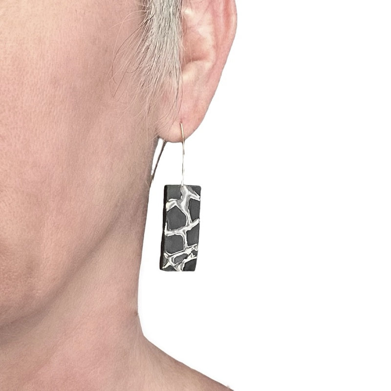 Patti black and silver rectangle earrings