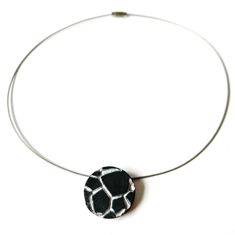 Collier Patti noir et argent rond