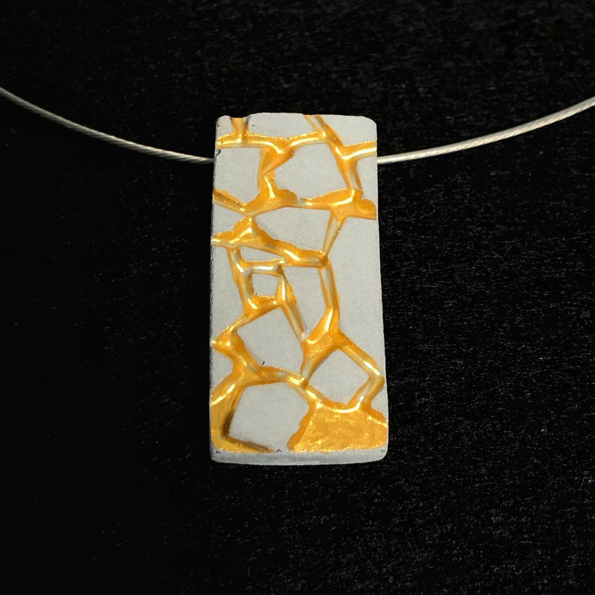 Collier rectangle Patti gris et doré