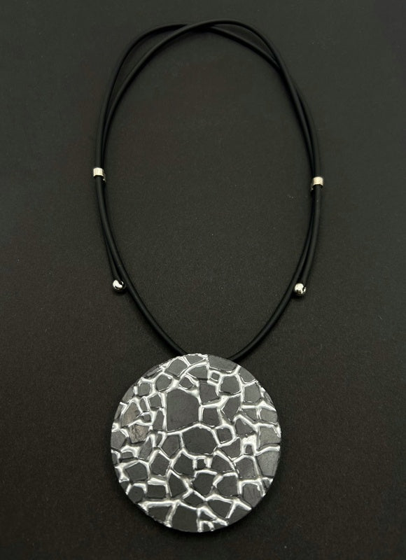 Grand collier Patti noir et argent rond