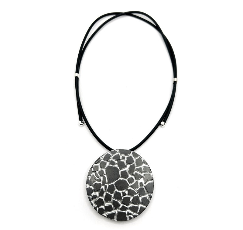 Grand collier Patti noir et argent rond