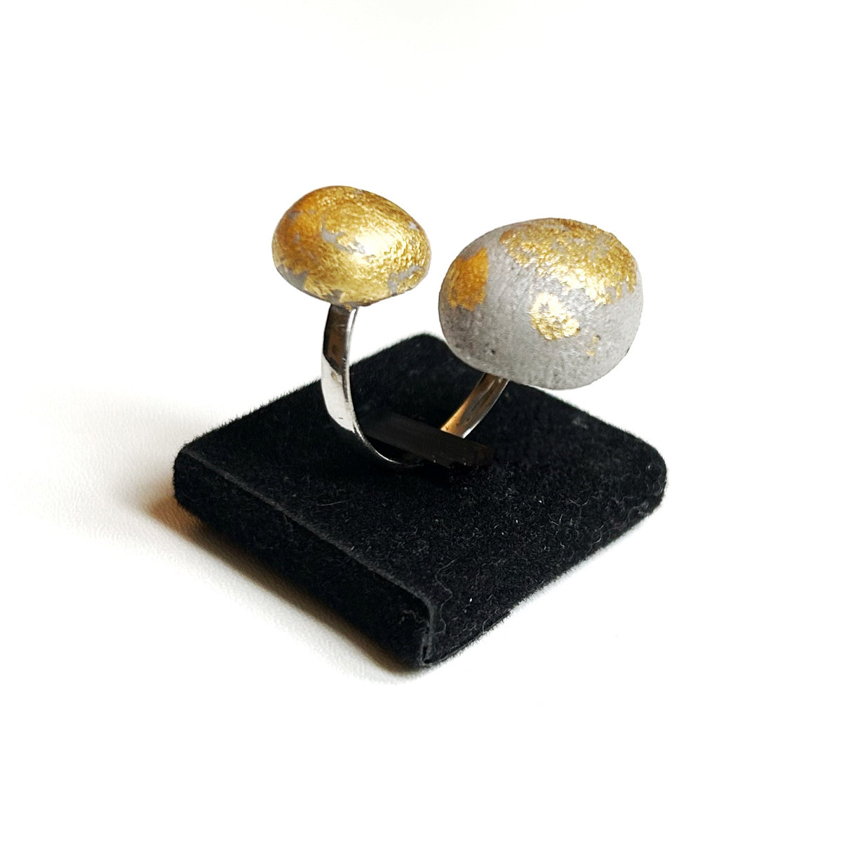 Luna ring - two golden pebbles