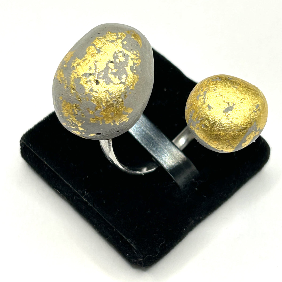 Luna ring - two golden pebbles