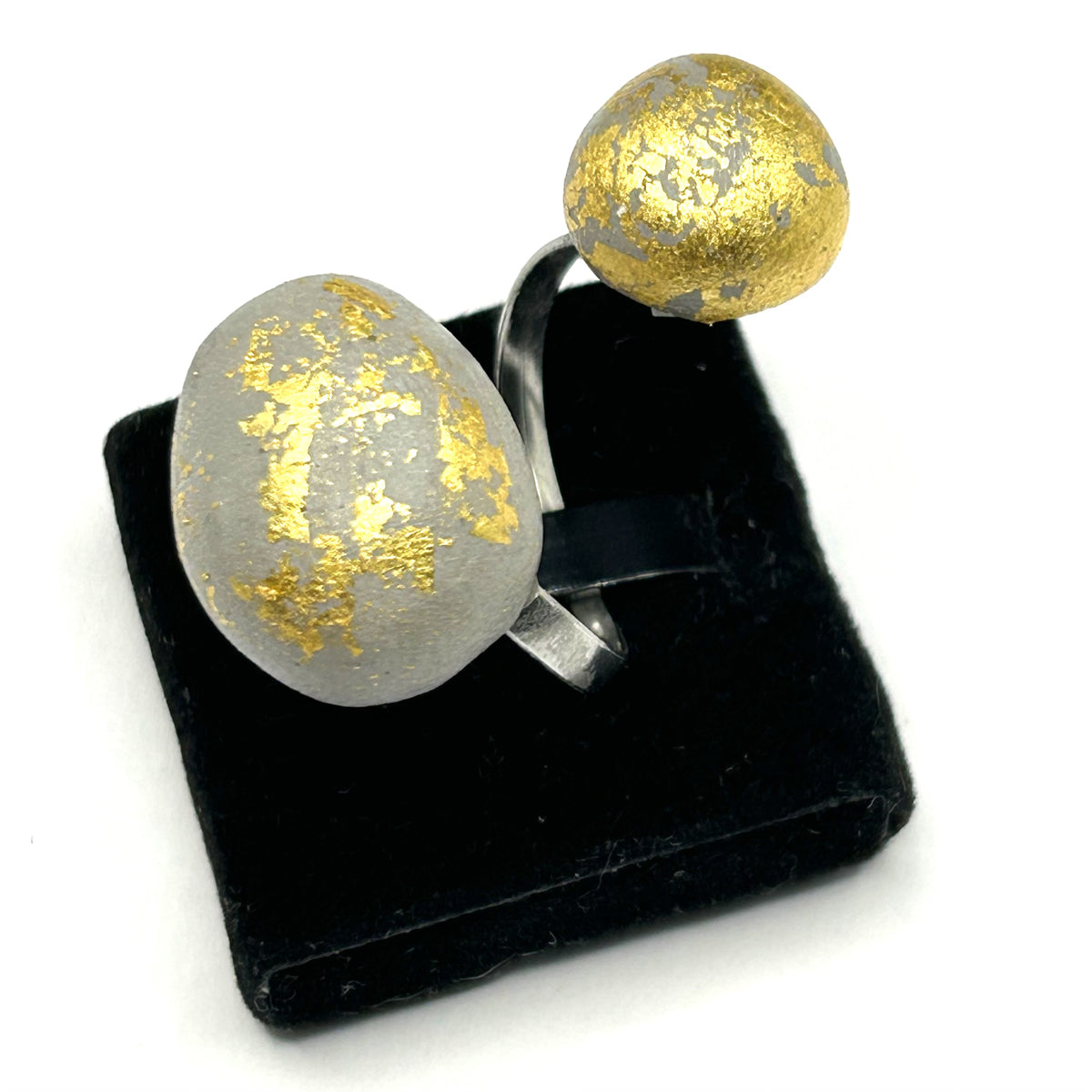 Luna ring - two golden pebbles