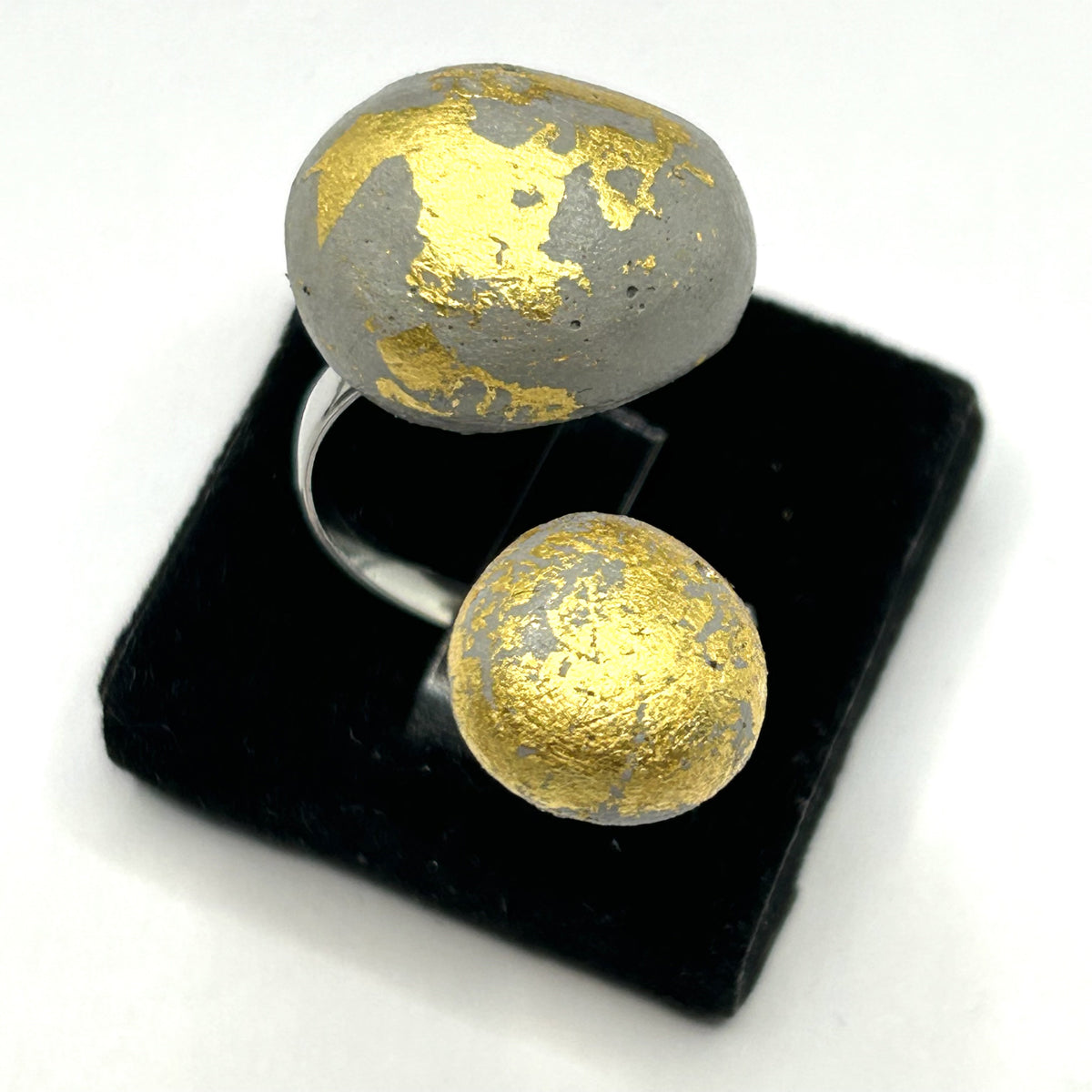 Luna ring - two golden pebbles