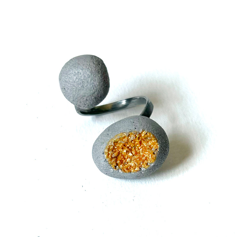 Inès double pebble ring