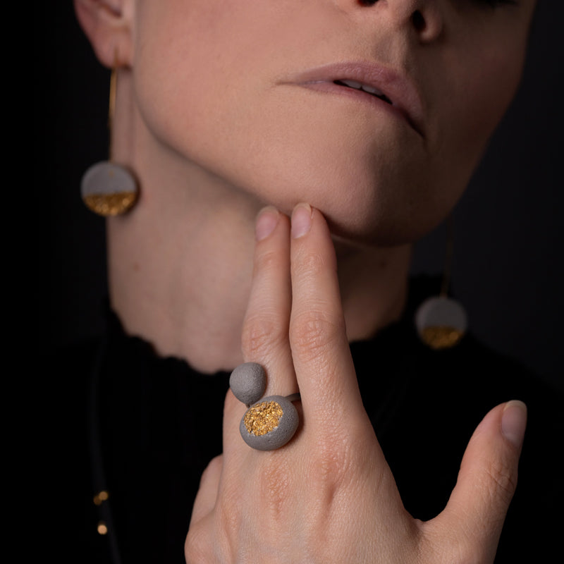 Inès double pebble ring