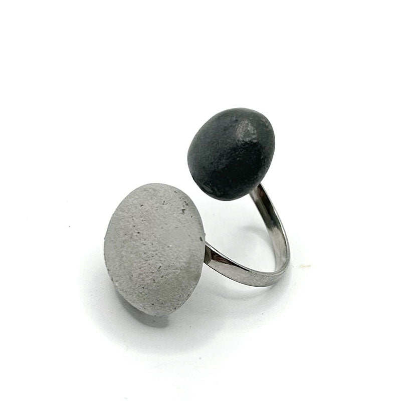 Bague Yasmine béton gris et noir