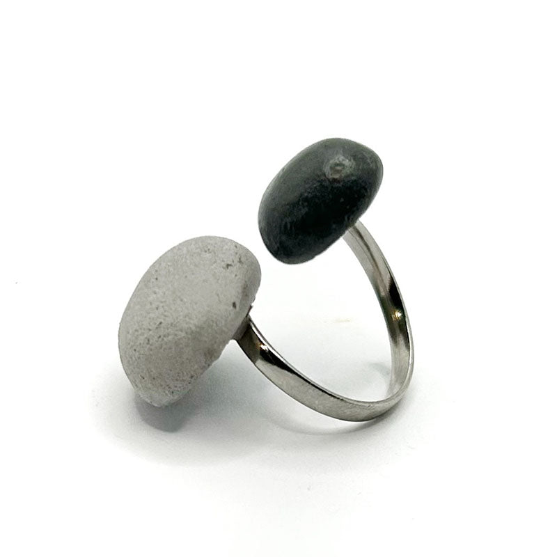 Bague Yasmine béton gris et noir