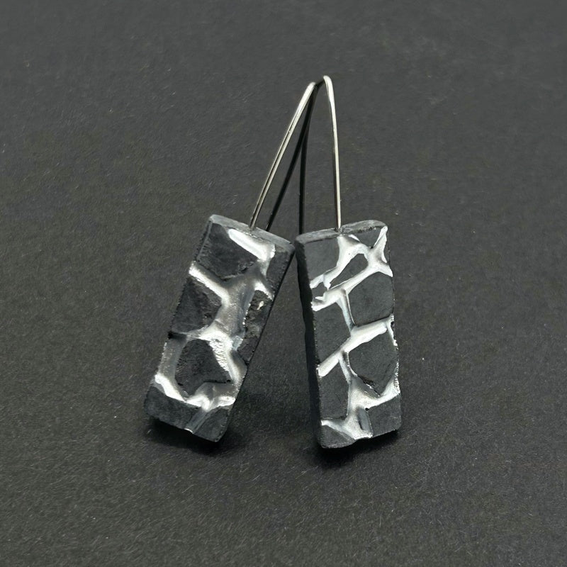 Patti black and silver rectangle earrings