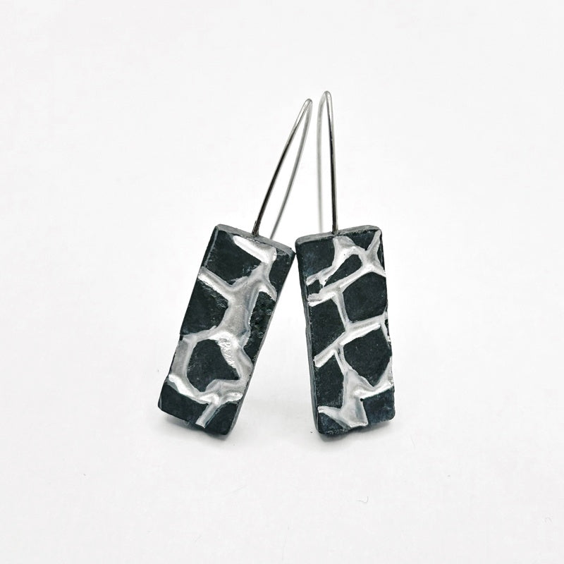 Patti black and silver rectangle earrings