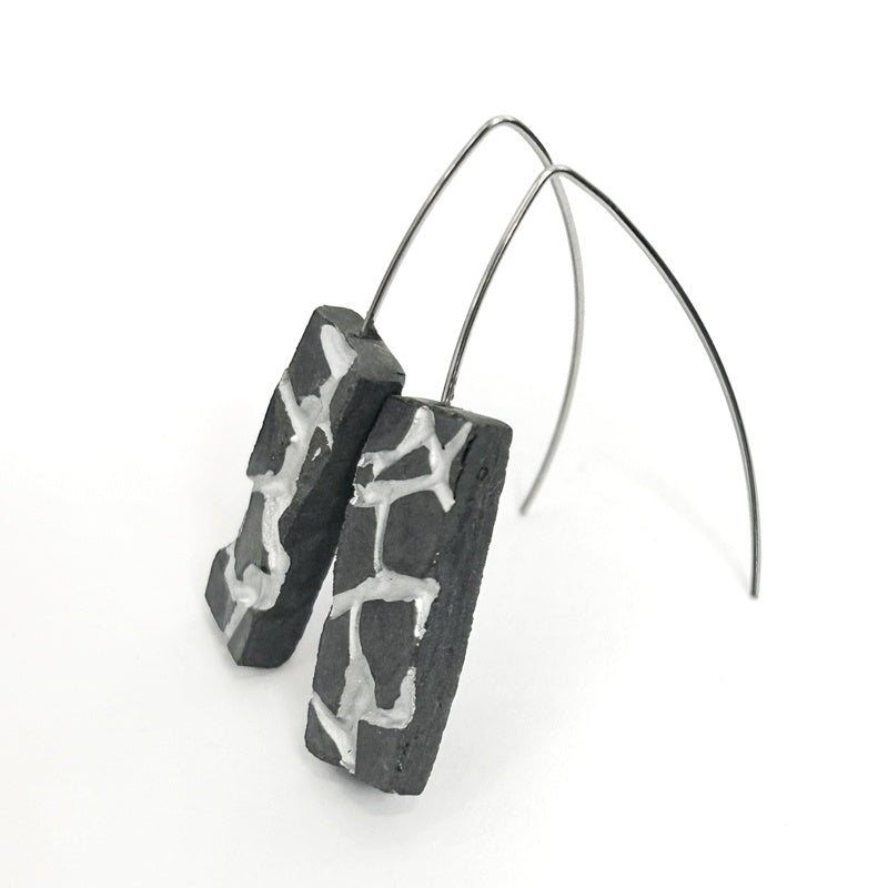 Patti black and silver rectangle earrings