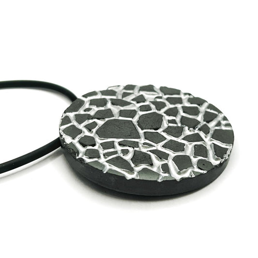 Large black and silver Patti round necklace