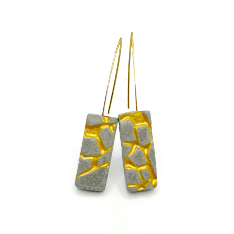 Patti  Grey and gold rectangle earrings