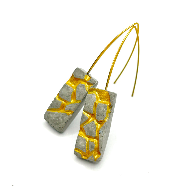 Patti  Grey and gold rectangle earrings