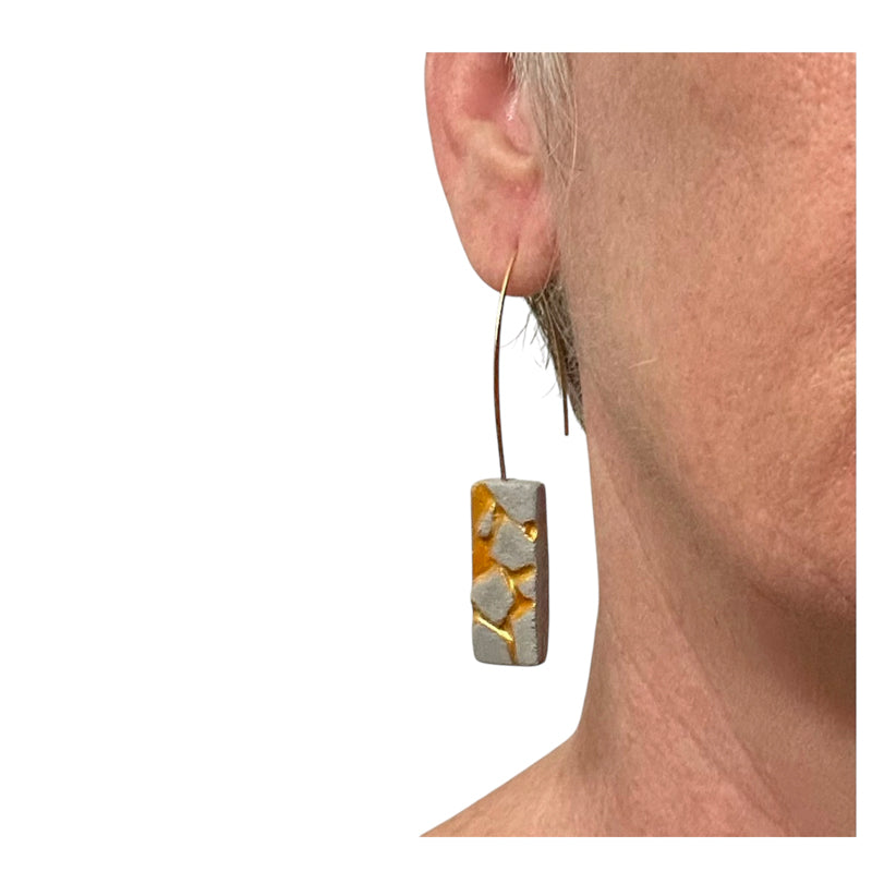 Patti  Grey and gold rectangle earrings