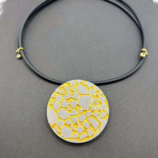 Grand collier Patti gris et doré rond