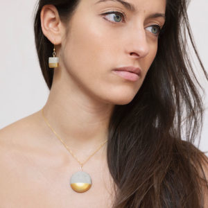 Concrete necklace and earrings with golden lower part Emma series by Icy Mouse