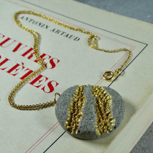 Johanna Icy Mouse gold snake print concrete original round necklace
