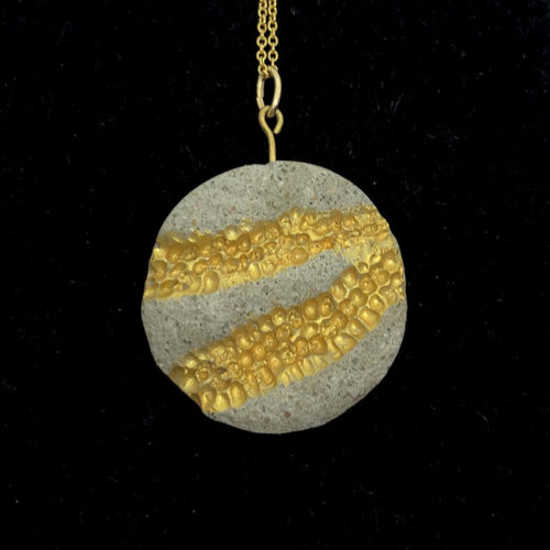 Johanna Icy Mouse gold snake print concrete original round necklace