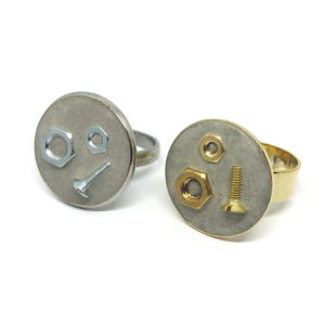 original industrial rings bolts screws gold and silver concrete by Icy Mouse