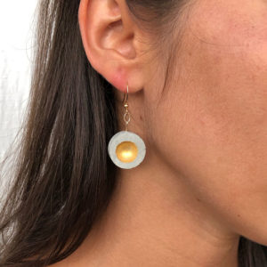 concrete round and golden hollow earrings