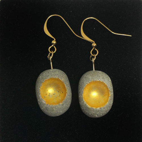 concrete earrings with golden hollow series Bulle by Icy Mouse