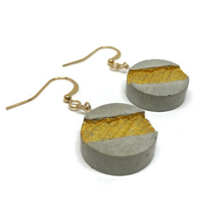 original round earrings in concrete and fabric print Marion by Icy Mouse