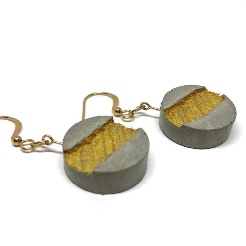 original round earrings in concrete and fabric print Marion by Icy Mouse