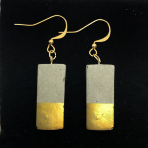 rectangular concrete earrings with golden part Emma by Icy Mouse