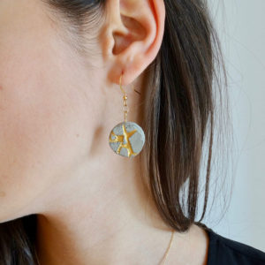 original round earrings in concrete and golden network Patti by Icy Mouse