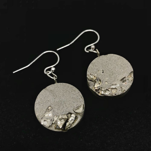 original earrings in concrete and round silver crystals by Icy Mouse