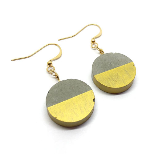 original round earrings in concrete and 24 carat gold leaf Luna sheet 5
