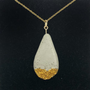 drop necklace in concrete, sand and 24k gold leaf Inès by Icy Mouse
