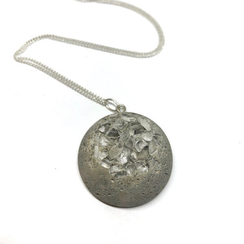 original cabochon necklace in concrete and glass June by Icy Mouse