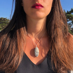 original oval concrete and glass necklace June by Icy Mouse