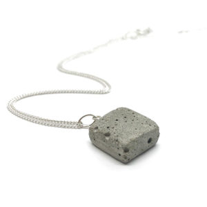 tiny square concrete necklace Maëlle by Icy Mouse