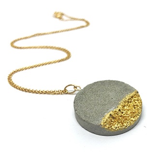 sand and gold leaf concrete necklace